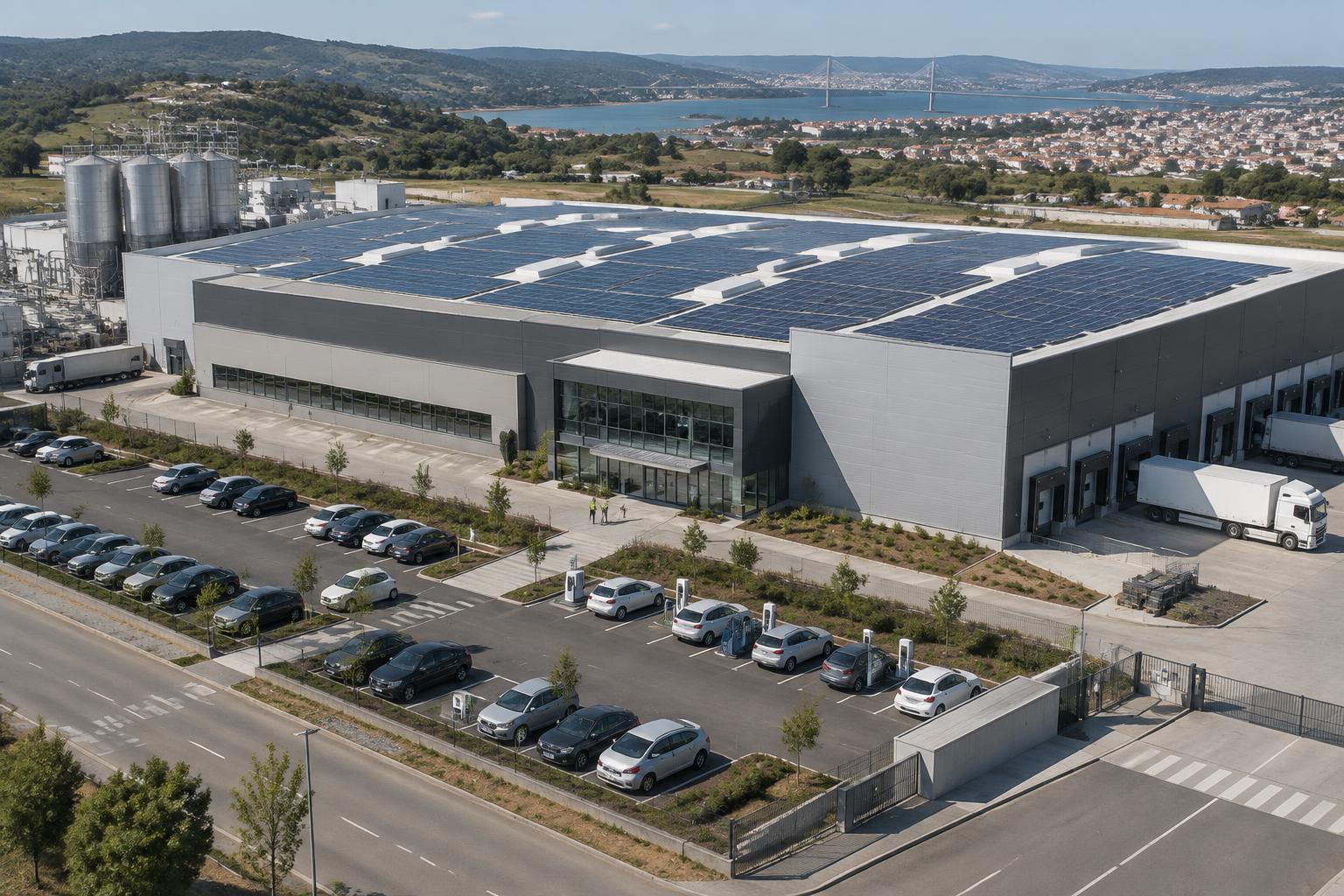 Instalação fotovoltaica numa cobertura empresarial